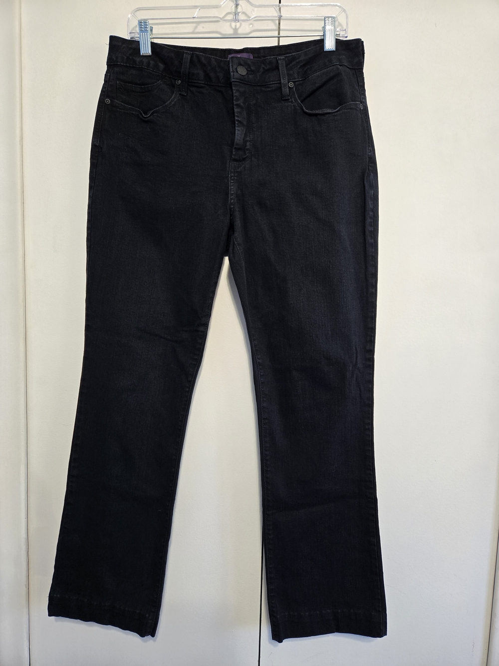 NYDJ Mini Boot Jeans 12 Black High Rise Stretch Denim Made USA Bootcut